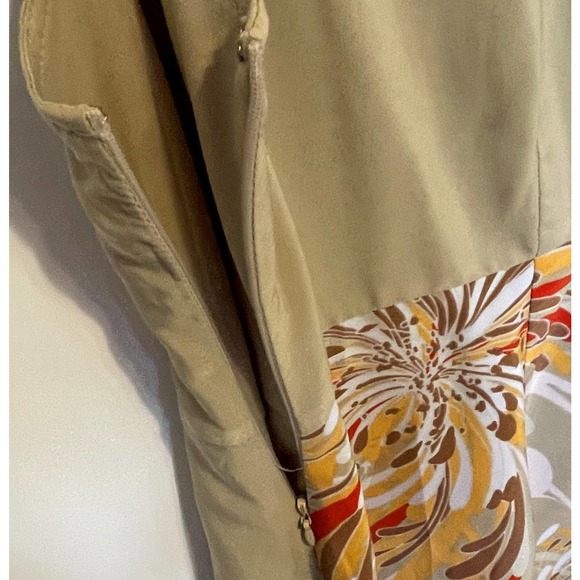 Lane Bryant Women's Size 18 Tan Floral Dress ~ Short Cap Sleeve Pleated A-Line - Picture 6 of 9